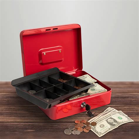 Cash Box – Locking Steel Petty Cash Safe with Coin 